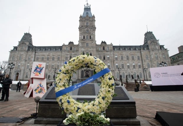 A ceremony for the victims of COVID-19 was held in Quebec City in March. The city is now one of several under a special lockdown because of the rapid rate of transmission.