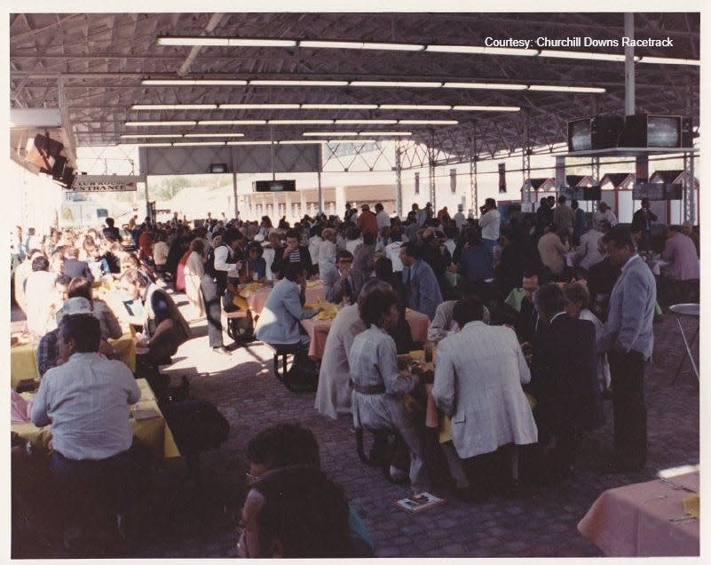 The old paddock structure is seen in the late 1980s in its second life as a beer garden, which included a stage, dancing area and seating for more than 500 people.