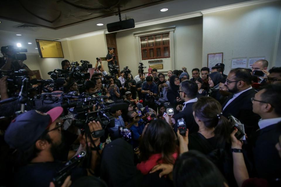 Media scrum at Kuala Lumpur Courts Complex