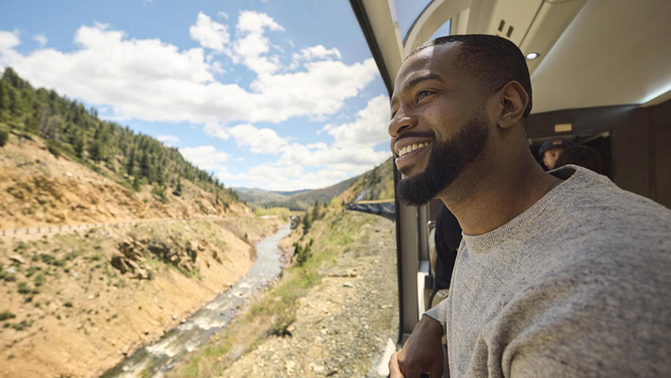 A view from inside one of Rocky Mountaineer SilverLeaf Plus coaches