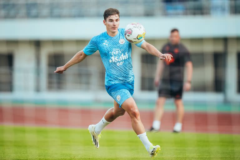 Julián Álvarez durante la pretemporada con el Manchester City en Corea