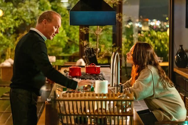 <p>Courtesy</p> Michael Keaton and Mila Kunis in 'Goodrich.'