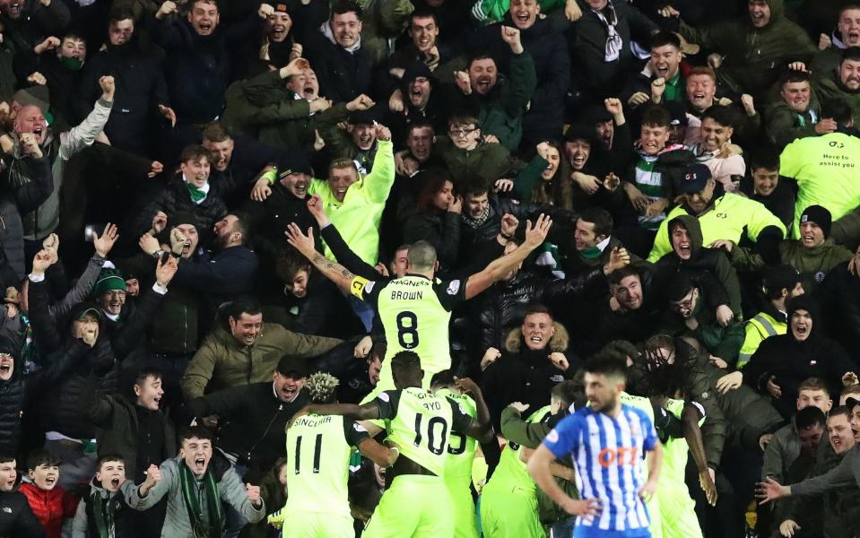 Scott Brown's celebrations earned him a second booking and his marching orders against Kilmarnock - Getty Images Europe