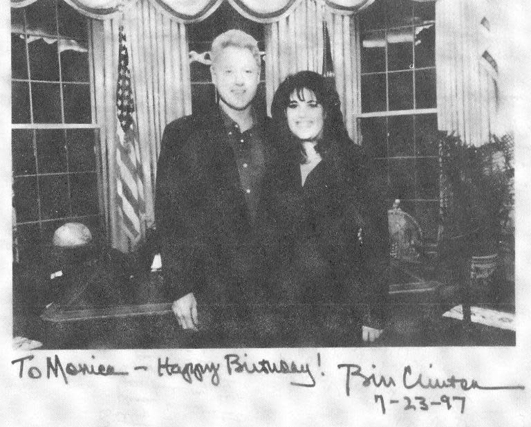File photo of then US President Bill Clinton with former intern Monica Lewinsky in the Oval Office of the White House