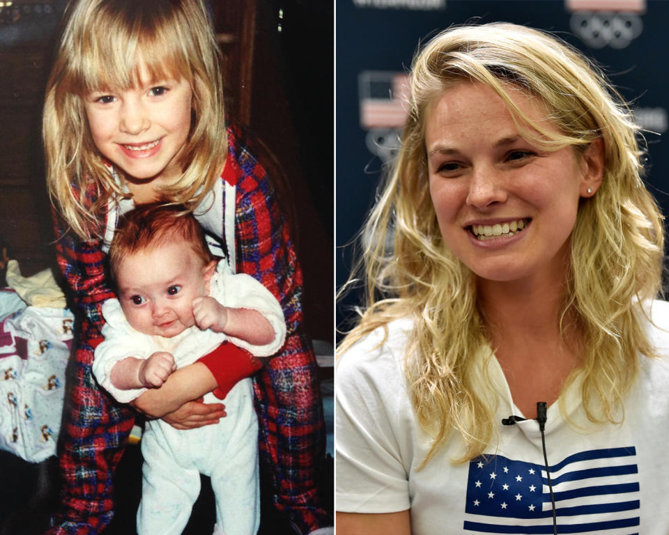<p><strong>THEN:</strong> Big sister Jessica Diggins looks after her baby sister.<br><strong>NOW:</strong> She’s on a quest to become the first American woman to win an Olympic medal for cross-country skiing.<br> (Photo via Instagram/jessiediggins, Photo by Gene Sweeney Jr./Getty Images) </p>
