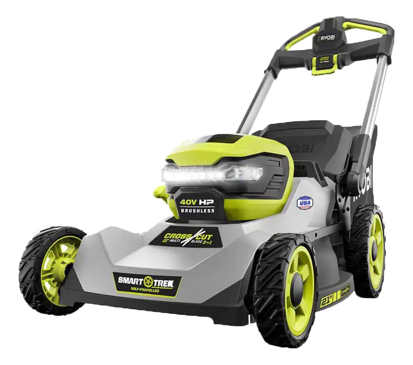 RYOBI lawn mower, spring landscaping