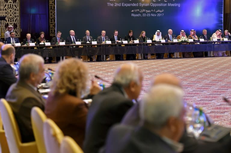 Members of Syrian opposition groups attending a meeting in the Saudi capital Riyadh