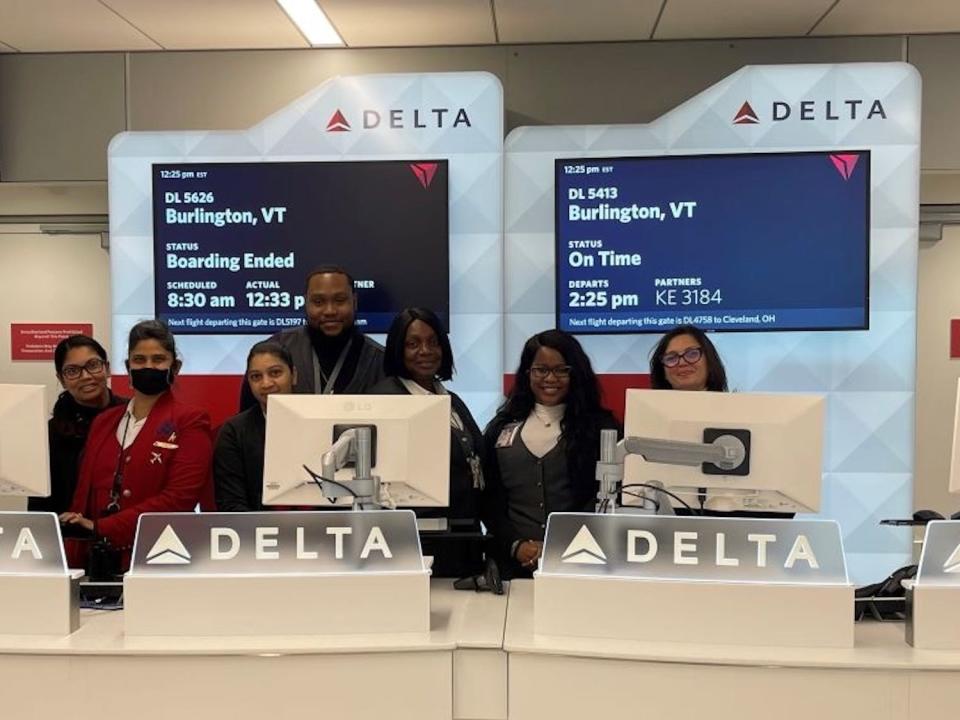 Delta employees at the new JFK Terminal 4 gates.