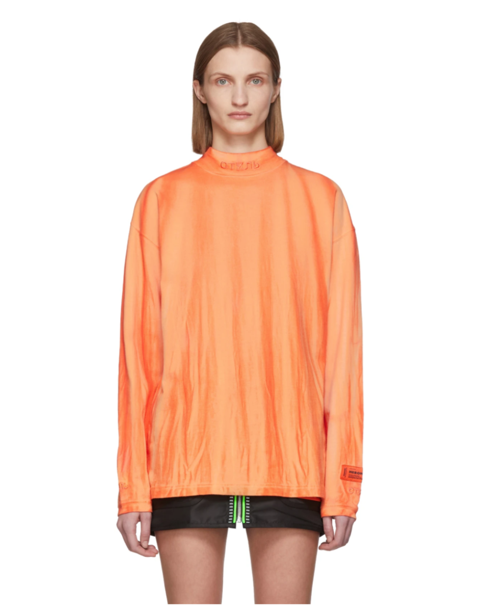 Heron Preston Orange Tie-Dye 'Style' T-Shirt. Image via SSENSE.