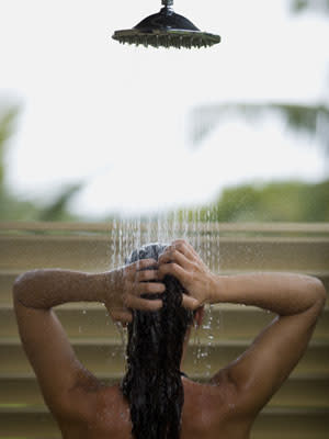 <div class="caption-credit"> Photo by: Getty Images</div><div class="caption-title">#4: Rinse With Cool Water</div>For those who believe in "no pain, no gain," run your hair under the coldest water you can stand for a few seconds before getting out of the shower. The icy blast will seal cuticles shut, leaving your strands super shiny. <br>