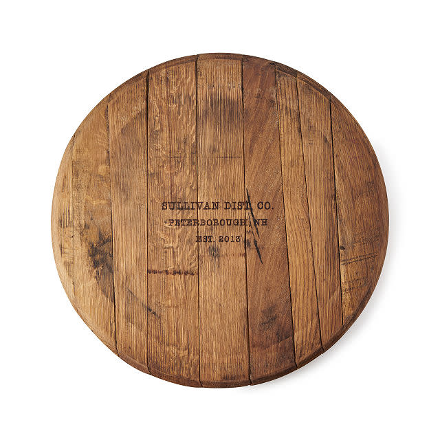 Personalizable bourbon barrell lazy susan