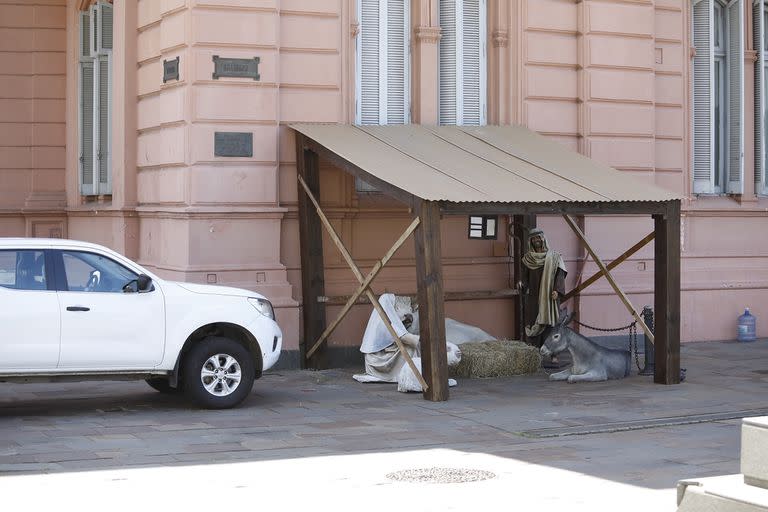 Pesebre que armaron en la Casa Rosada