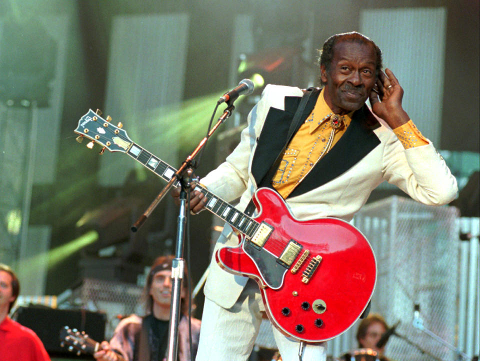 <p>Chuck Berry was a guitarist, singer and songwriter, and one of the iconic pioneers of rock ‘n’ roll music. He died March 18 of natural causes. He was 90.<br> (Photo: Mark Duncan/AP Photo) </p>