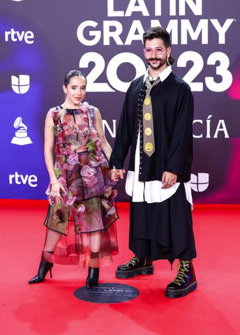 <p>Mezcalent</p> Singer Camilo and Evaluna at the 24nd annual Latin Grammy Awards 2023 in Sevilla on Thursday, 16 November 2023.