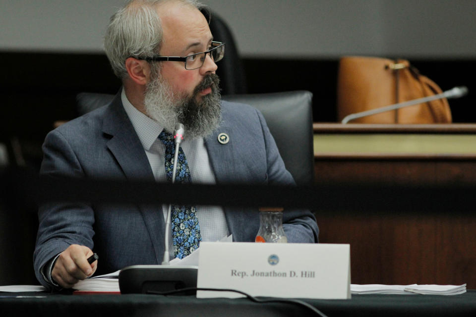  Rep. Jonathon Hill, R-Townville, asks a question during a House committee meeting regarding a medical marijuana bill on Thursday, April 7, 2022 in Columbia. (File/Travis Bell/STATEHOUSE CAROLINA)