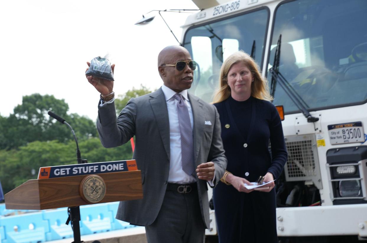 New York City Mayor Eric Adams and New York City Department of Sanitation (DSNY) Commissioner Jessica Tisch today announce the launch of the nation’s largest curbside composting program starting this fall, at the The Unisphere in Flushing Meadows–Corona Park in Queens, on Monday, August 8, 2022.