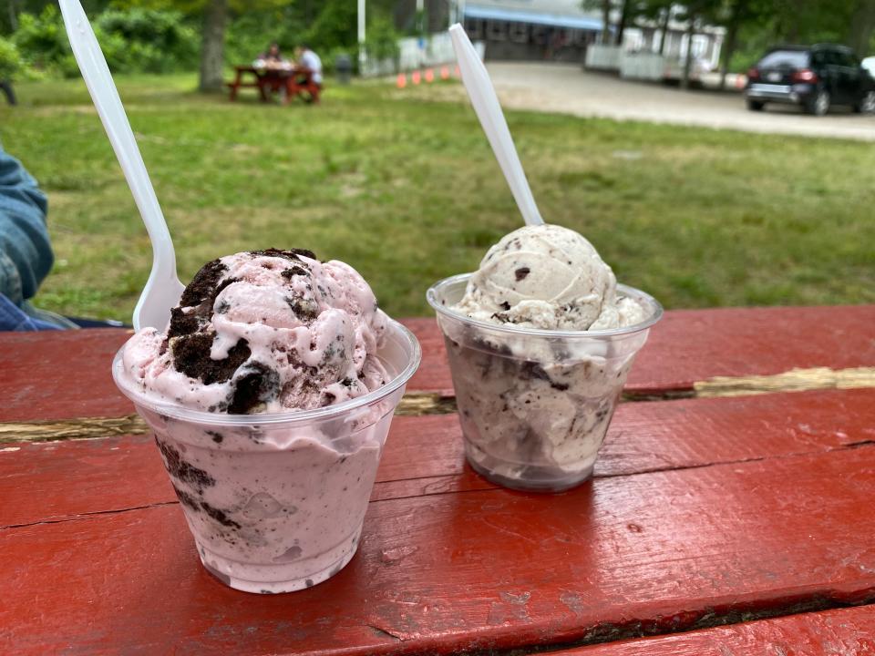Black raspberry Oreo and vegan Oreo ice-cream flavors at Handy Hill Creamery in Westport.
