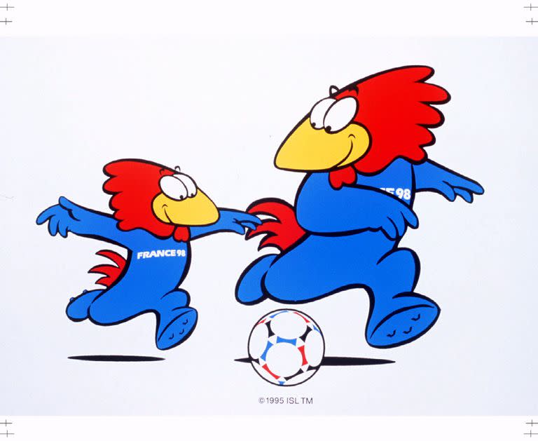 Footix, la mascota oficial del Mundial de Francia 1998; un gallo, el animal típico del país galo