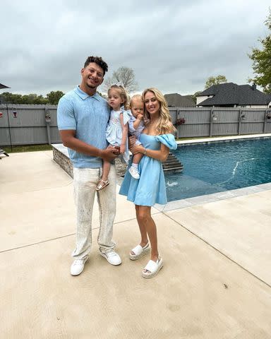 <p>Brittany Mahomes/Instagram</p> Patrick and Brittany Mahomes with their kids Sterling and Bronze on Easter