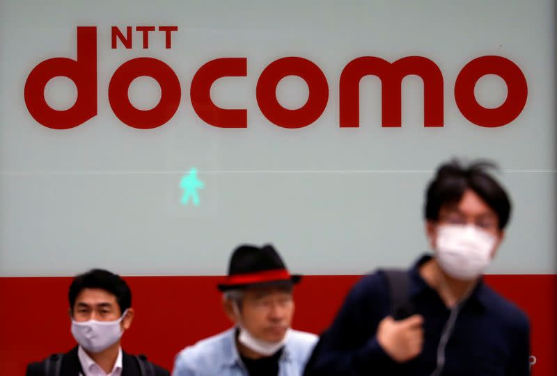 The logo of NTT Docomo is displayed at its shop in Tokyo, Japan