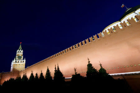 A general view shows the Spasskaya Tower and the Kremlin wall in central Moscow, Russia, May 5, 2016. REUTERS/Sergei Karpukhin/File Photo