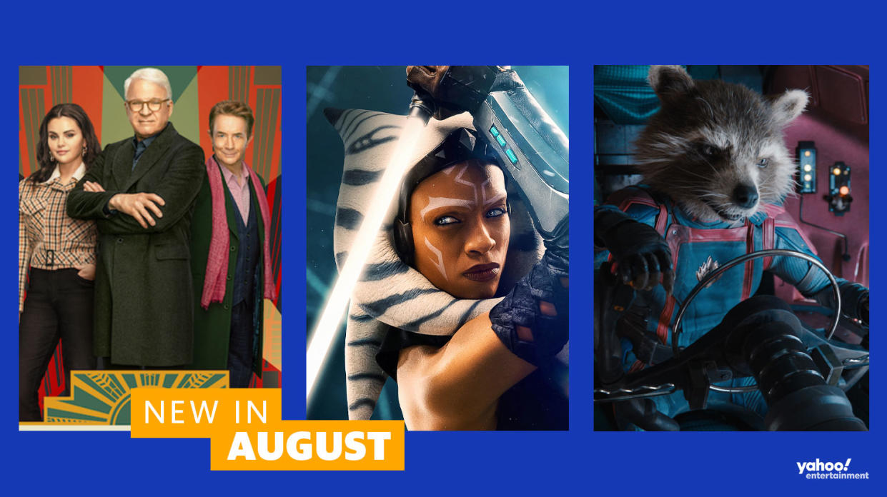Only Murders In The Building S3, Ahsoka, and Guardians of the Galaxy Vol.3 are all new on Disney+ in August 2023. (Disney+)