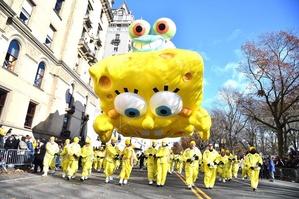 Spongebob Squarepants and Gary's float is 44 ft. tall by 46 ft. long.