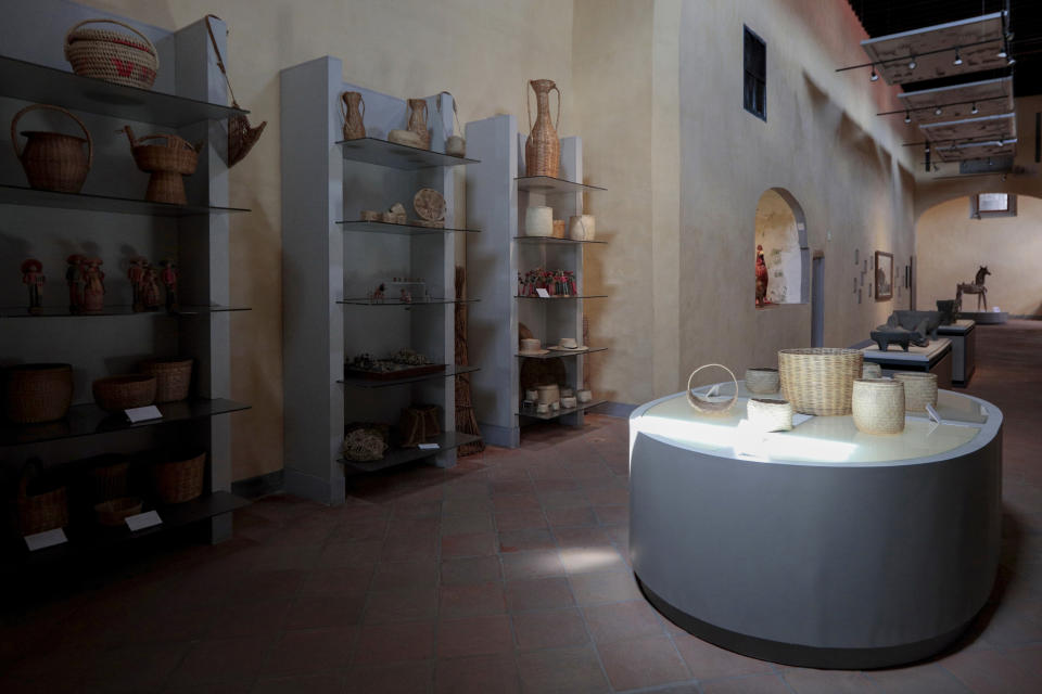 A view of the former convent of Santa Rosa that is now a Museum of Popular Art, in Puebla, Mexico, Monday, Sept. 12, 2022. Hundreds of years ago a Dominican nun at Santa Rosa invented mole poblano, a thick brown sauce, which is often served over turkey or chicken. It takes days to prepare and contains more than 20 ingredients, from chocolate to peanuts to a variety of chiles deveined to reduce the spiciness. (AP Photo/Pablo Spencer)