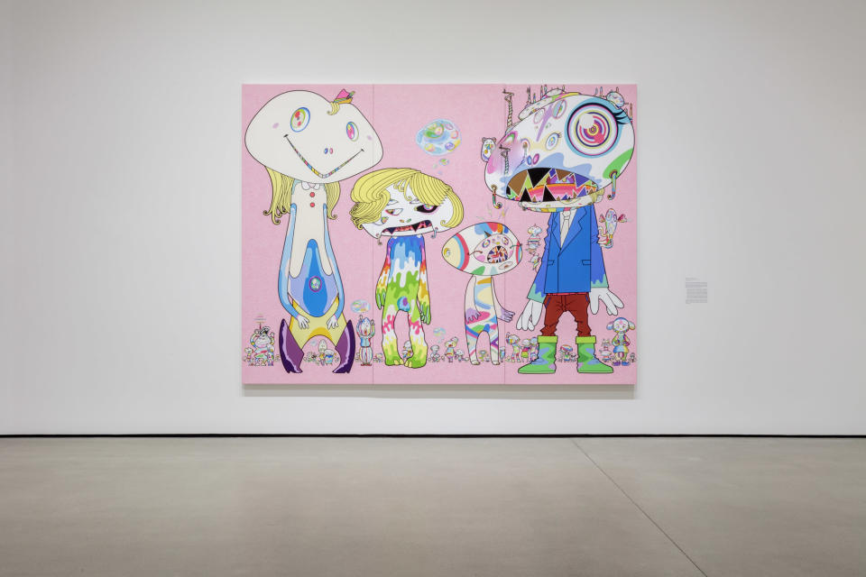Takashi Murakami’s new work, ‘Unfamiliar People,’ on view at the Broad Museum. - Credit: Joshua White/Courtesy of The Broad