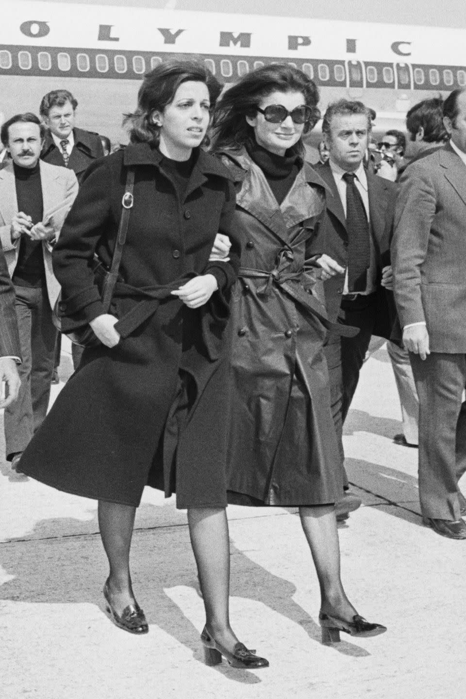 <p>Jackie Onassis and her step-daughter, Christina, wore these block-heel loafers as they touched down in Greece. Like kitten heels, the block heel had a sensible height, but it still worked for dressier occasions. </p>