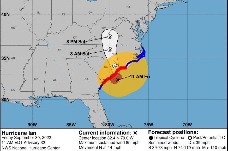 The National Hurricane Center's 2 p.m. advisory on Hurricane Ian for September 30, 2022. [National Hurricane Center]