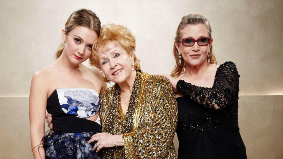 Billie Lourd, Carrie Fisher and Debbie Reynolds. Photo by Kevin Mazur/WireImage.
