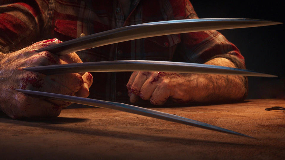 Marvel's Wolverine trailer screenshot showing Wolverine's claws coming out of his hand