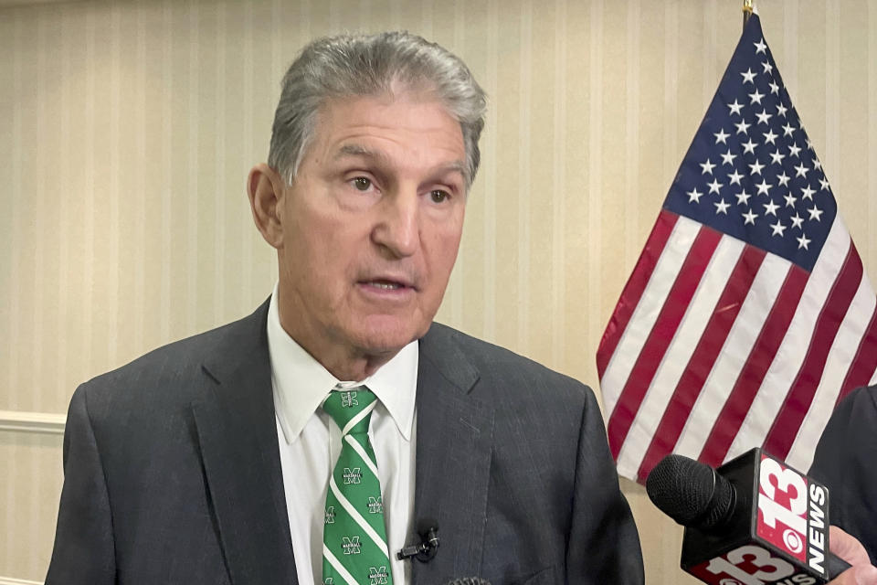 U.S. Sen. Joe Manchin, a West Virginia Democrat, speaks at a news conference Friday, Sept. 16, 2022, in Charleston, West Virginia. (AP Photo/John Raby)