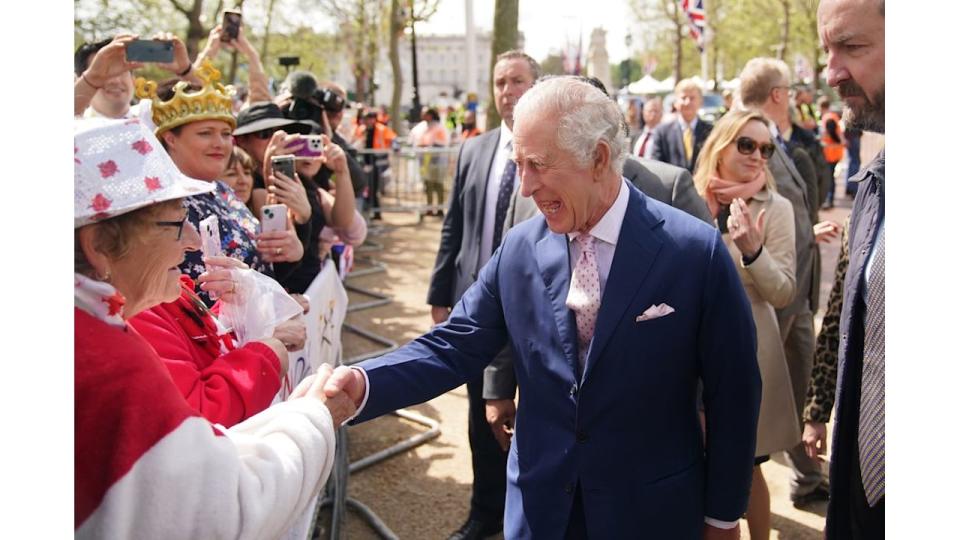 King Charles III on a walkabout outside Buckingham Palace