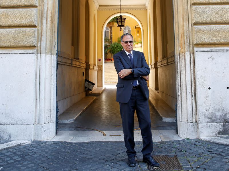 President of the Vatican's Financial Information Authority (AIF) Carmelo Barbagallo poses after an interview