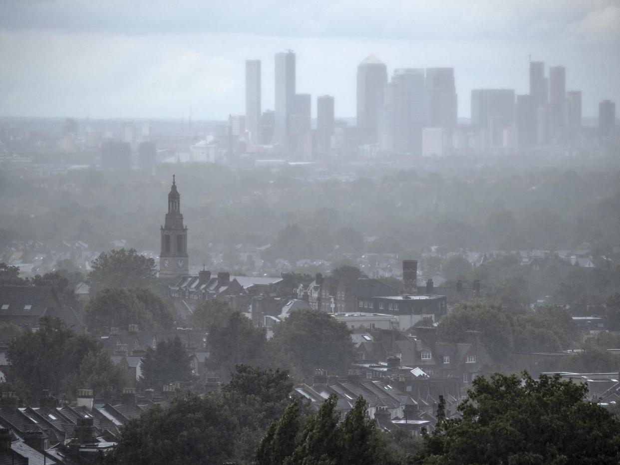 Rain falls over houses in south London on 1 July, 2020: Dan Kitwood/Getty Images