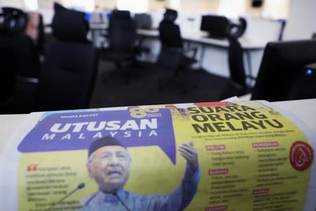 A copy of Utusan Malaysia newspaper is seen at company's headquarters in Kuala Lumpur