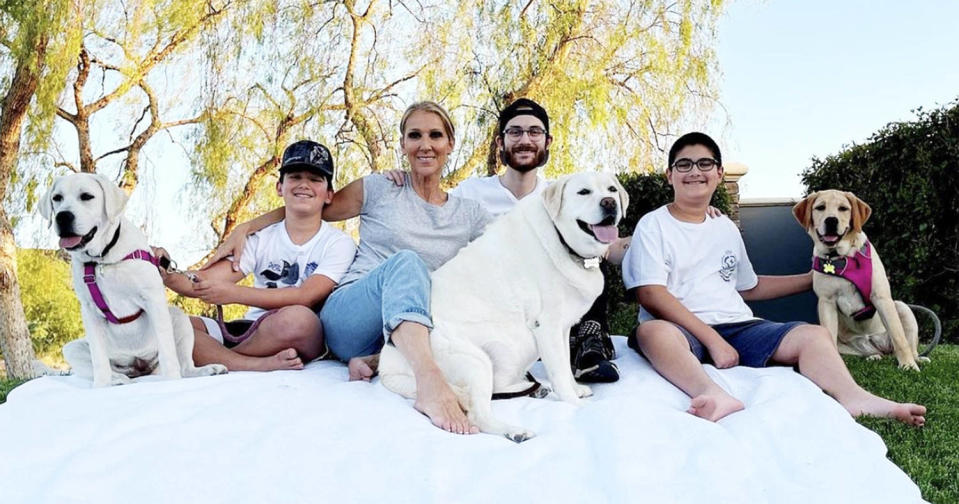 Celine Dion with her three sons. (@celindion via Instagram )