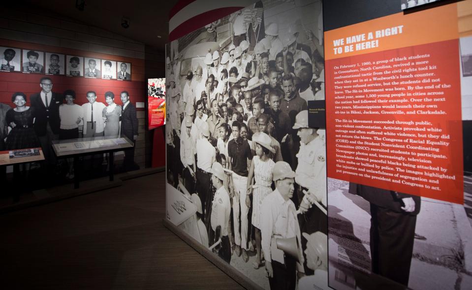 In 1963, Dorothy Pitchford marched on Capitol Street in Jackson, protesting for the right to vote. Last year, her sister saw Pitchford, center in hat, unidentified, in a photo by Bill Hudson on display in the Mississippi Civil Rights Museum.