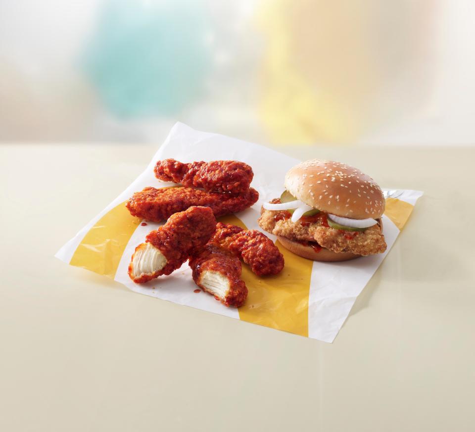 McDonald's spicy chicken sandwich and BBQ glazed chicken tenders (Courtesy of McDonald's)