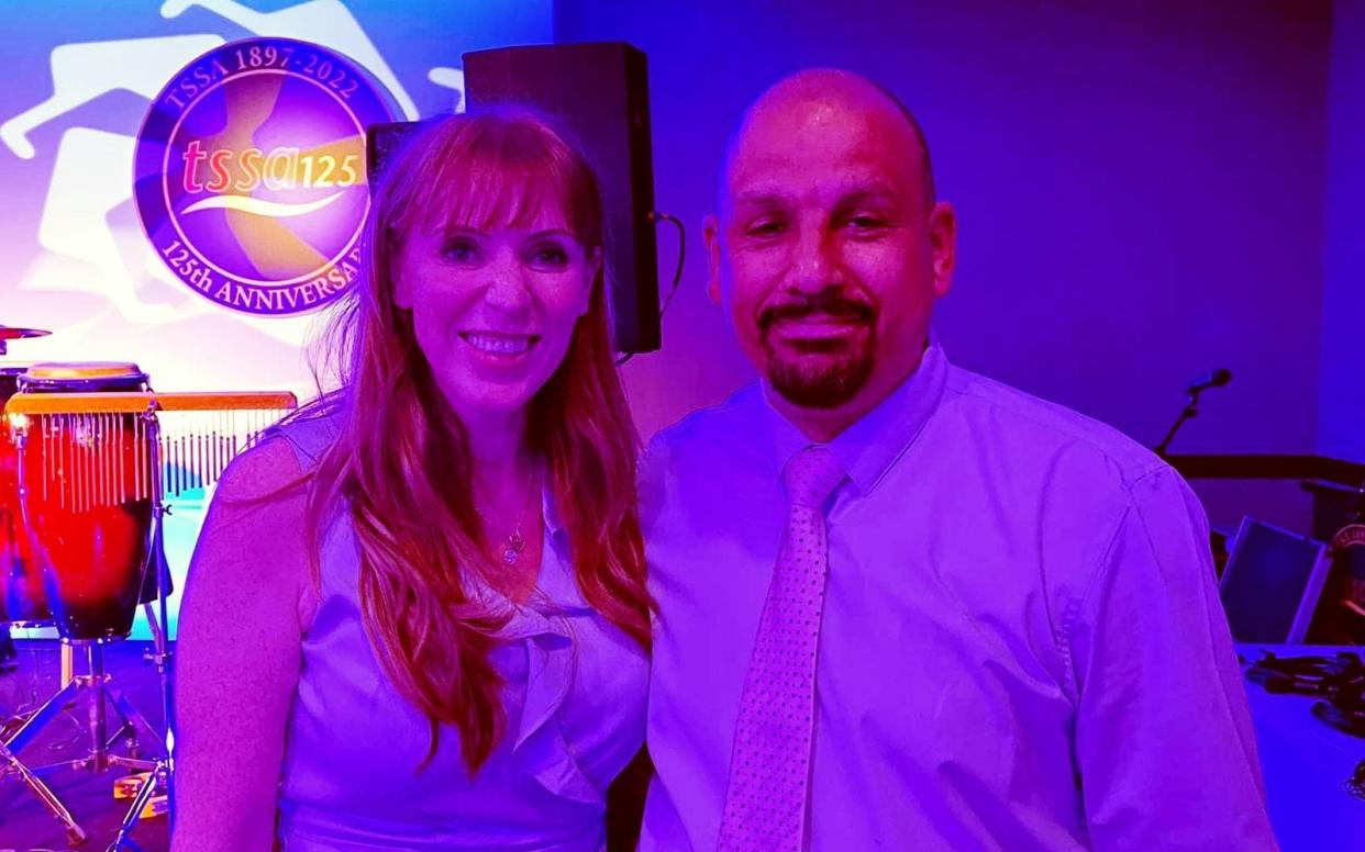 Angela Rayner with Ricky Jones at a transport union gala dinner in 2022