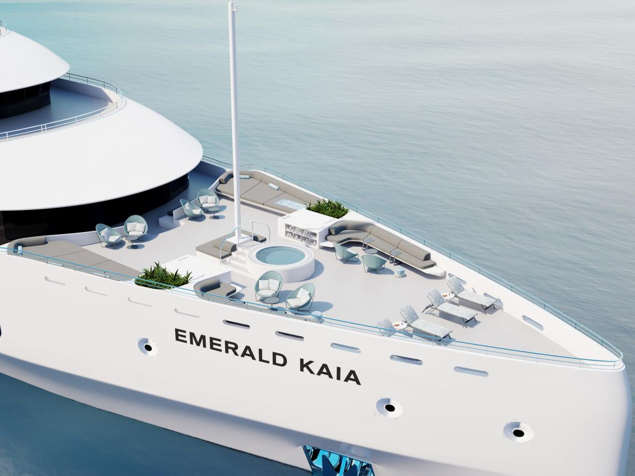 aerial rendering of Emerald Kaia yacht