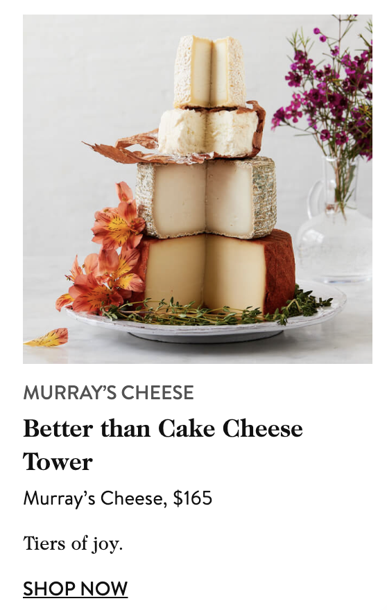 tower of cheese priced at $165