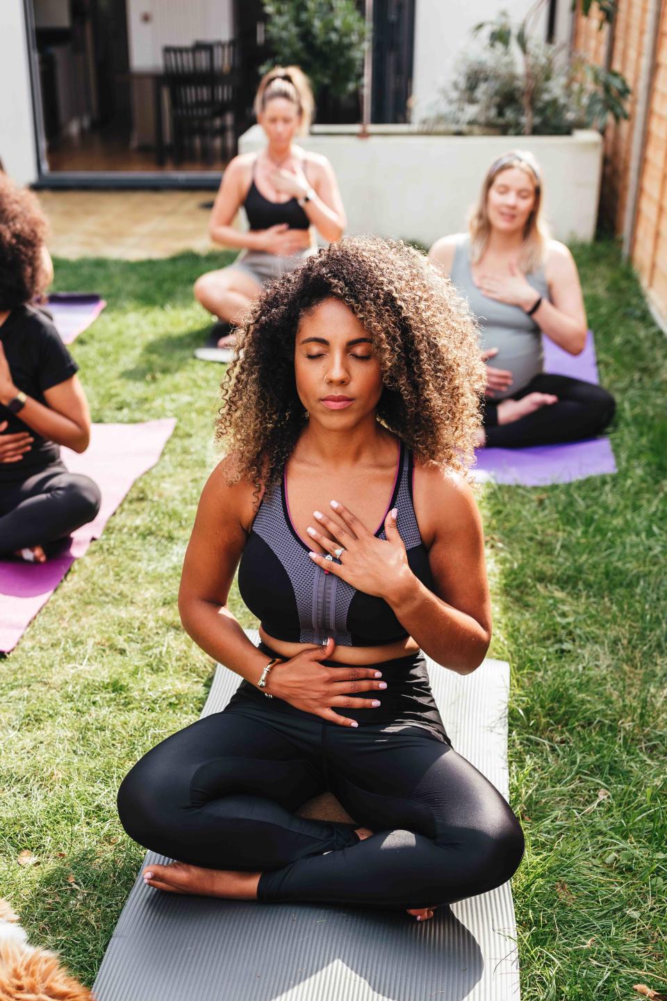 Lauren Johnson Reynolds is doing regular yoga through her second pregnancy. (Kirsty Mackenzie)