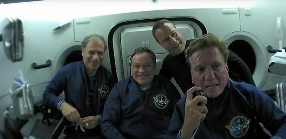 The Axiom-1 four private astronauts participated in a brief media event from orbit inside the SpaceX Crew Dragon Endeavour capsule.