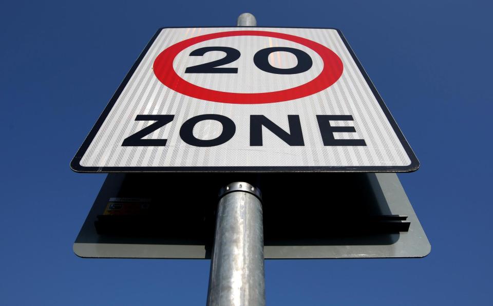 A file image of a 20mph speed limit sign: Dominic Lipinski/PA