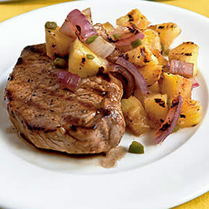 1306 Pan-Grilled Pork Chops with Grilled Pineapple Salsa