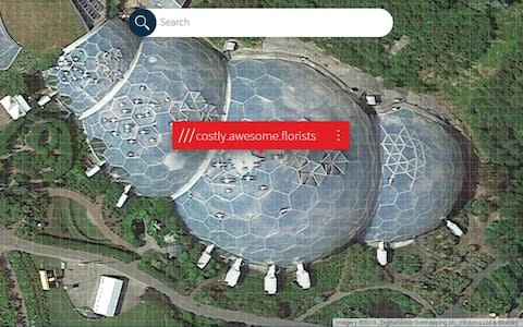 Costly Awesome Florists - the What3Words address for the Eden Project in Cornwall - Credit: What3words / SWNS