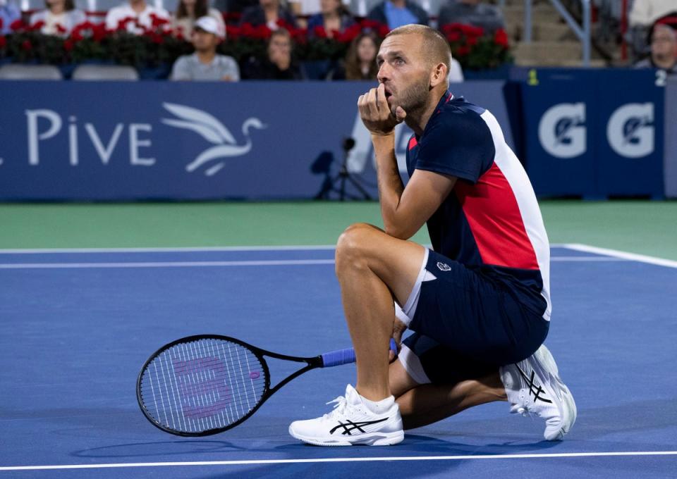 Dan Evans’ impressive run at the National Bank Open has been halted by Pablo Carreno Busta, who defeated the Briton in three sets in Montreal (Paul Chiasson/The Canadian Press/AP) (AP)